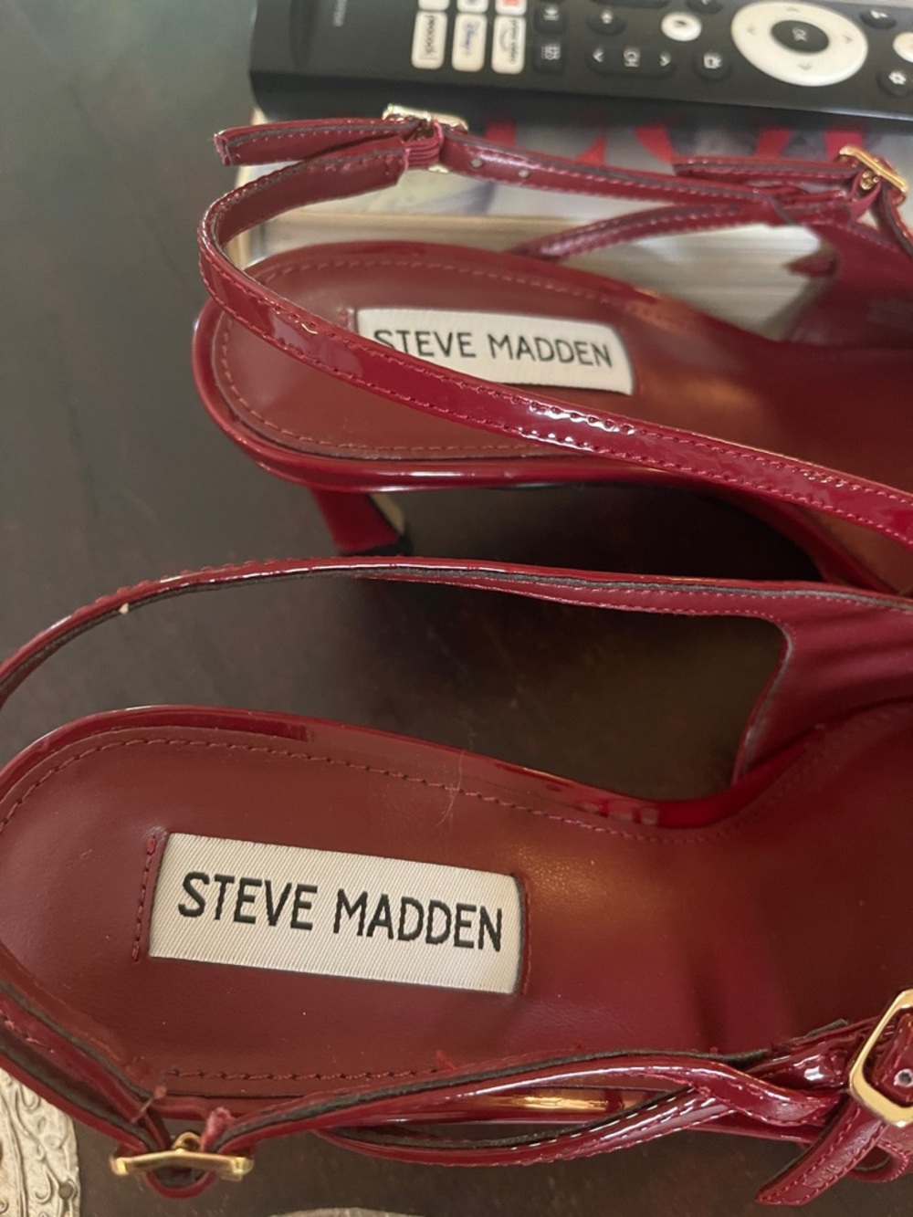 Steve Madden Red Patent Pointed-Strap Slingback Heels 7.5 - Picture 3 of 5